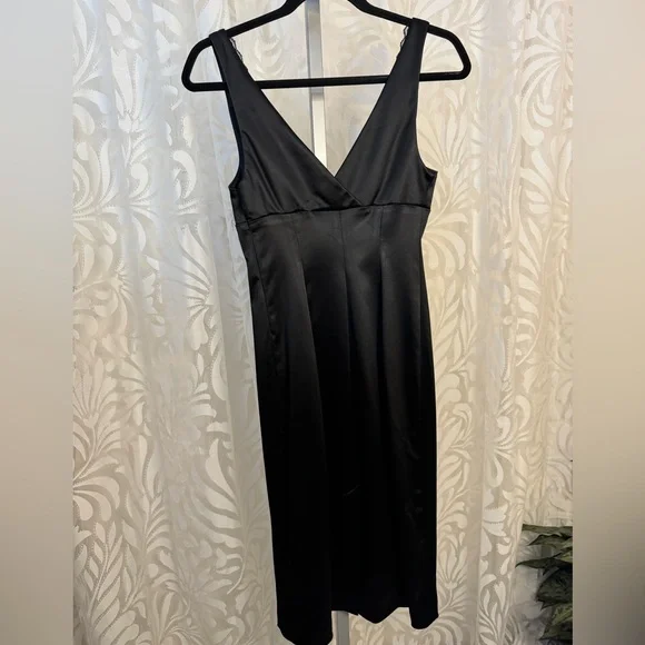 Bebe Vintage Black Satin Pencil Skirt Dress - Picture 4 of 11